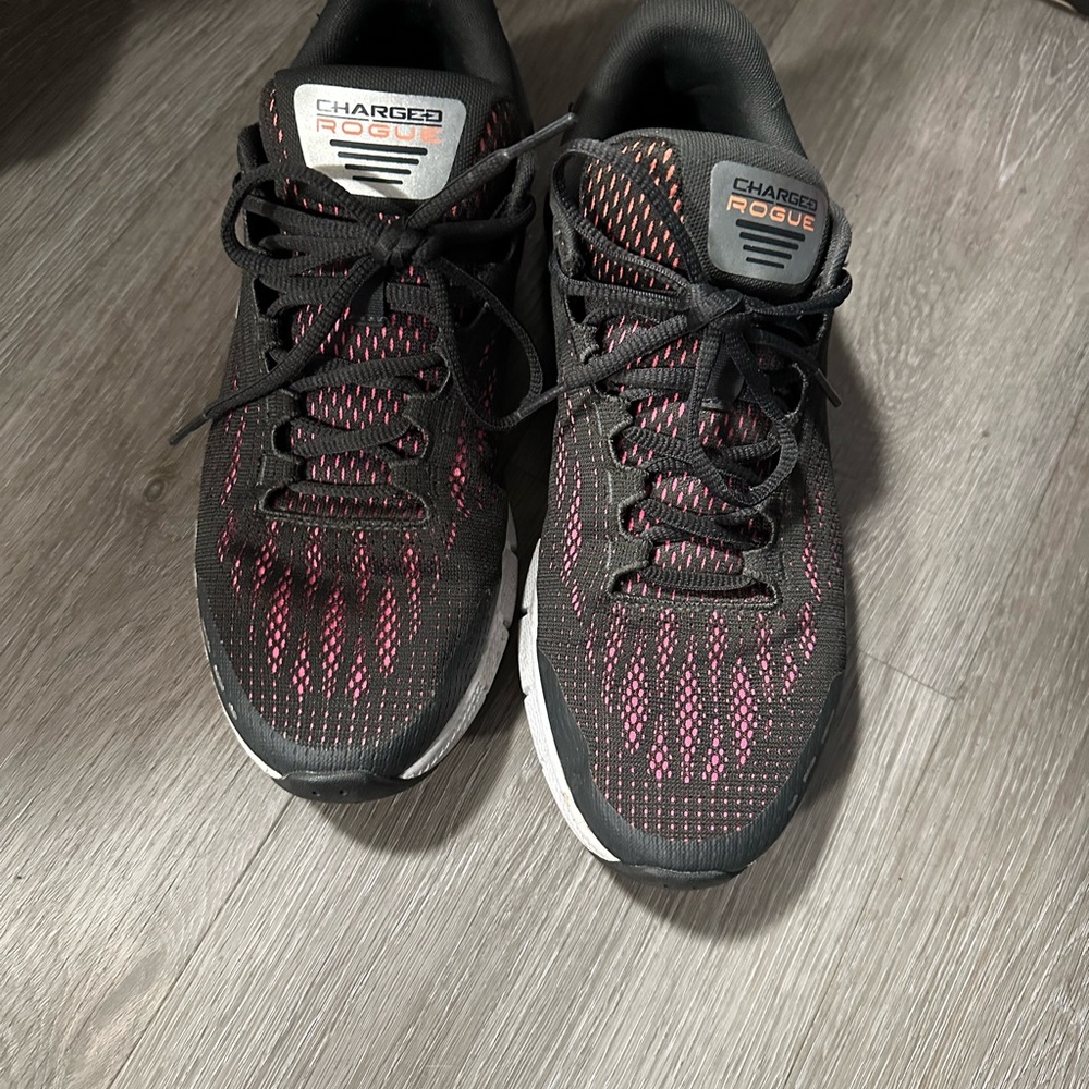 Under Armour Charged Rogue Black and Pink Sneakers
